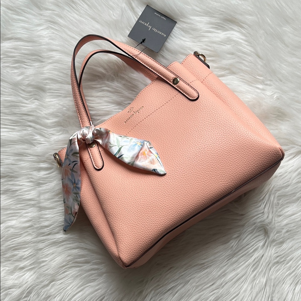 Nanette Lepore Peach Satchel with Floral Scarf